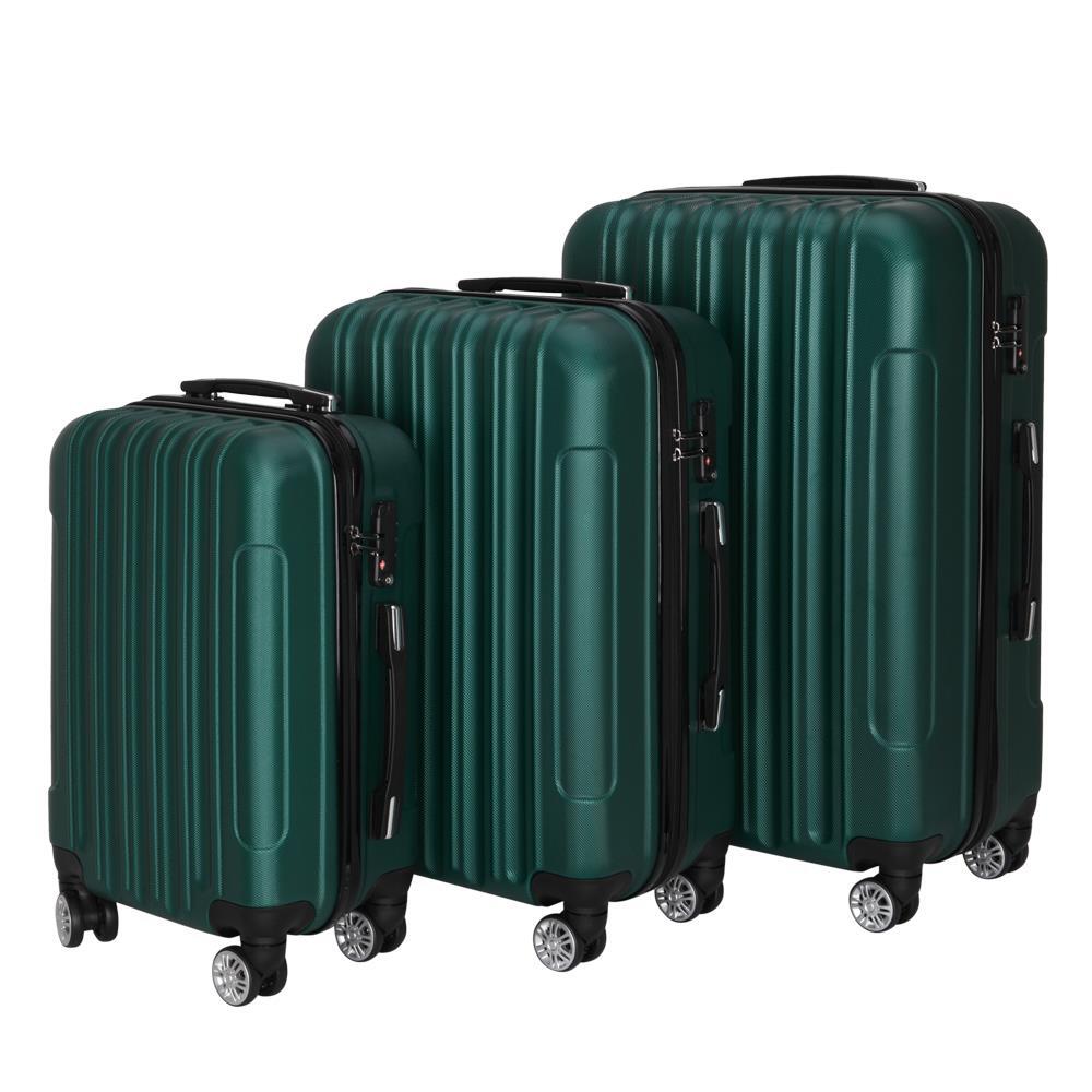 20" 24" 28" Luggage Travel Set ABS Trolley Hard Shell Suitcase w/TSA Lock Green
