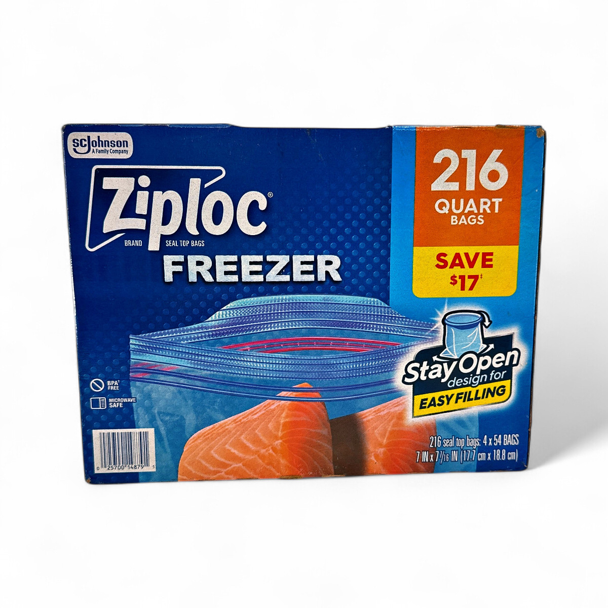 Ziploc Clear Quart Sized Top Seal Freezer Storage Bags - 216 Count