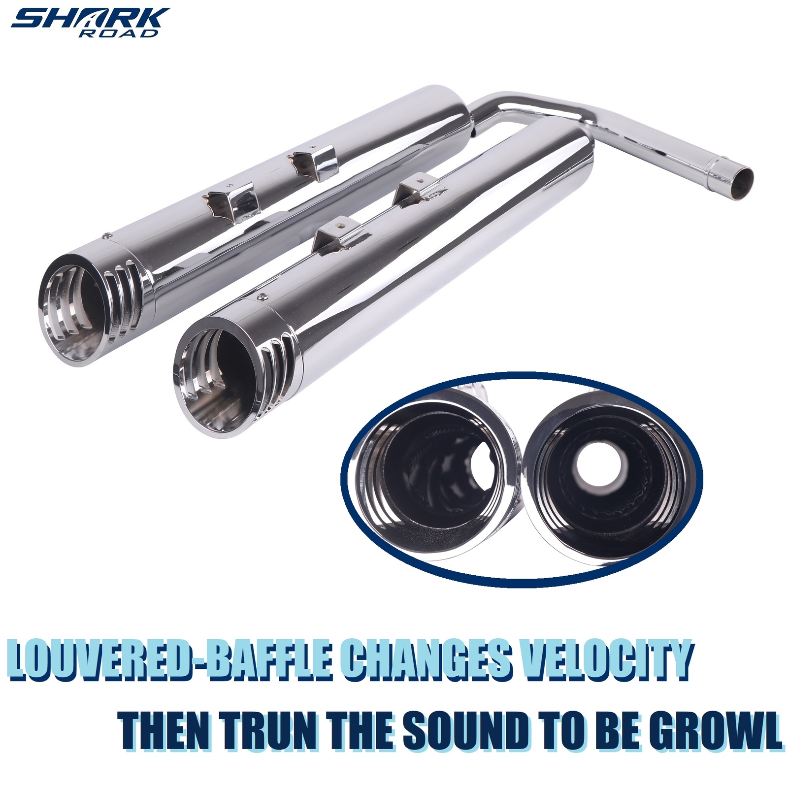 SHARKROAD Chrome Exhaust Pipe for Kawasaki Vulcans Exhaust Updating Rumble Sound