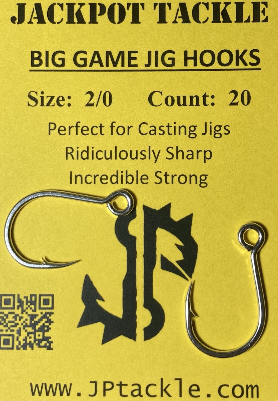 Single Inline Big Game Jig Lure Hooks - 1/0 2/0 3/0 x 20 per pack - Fishing Hook