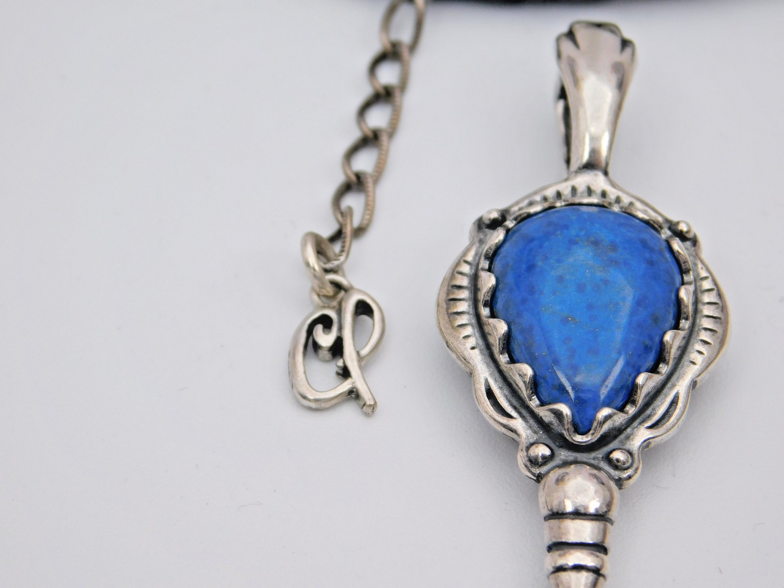 Gorgeous Carolyn Pollack Sterling Leather Necklace + New Lapis Naja Enhancer