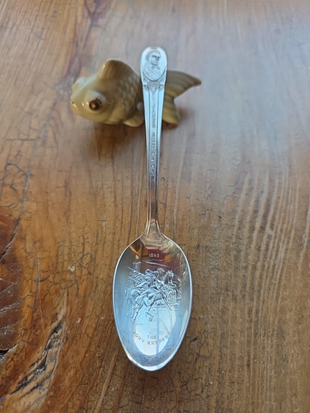 Vintage James Buchanan 1860 The Pony Express Silverplate Spoon Wm Rogers 6.5"