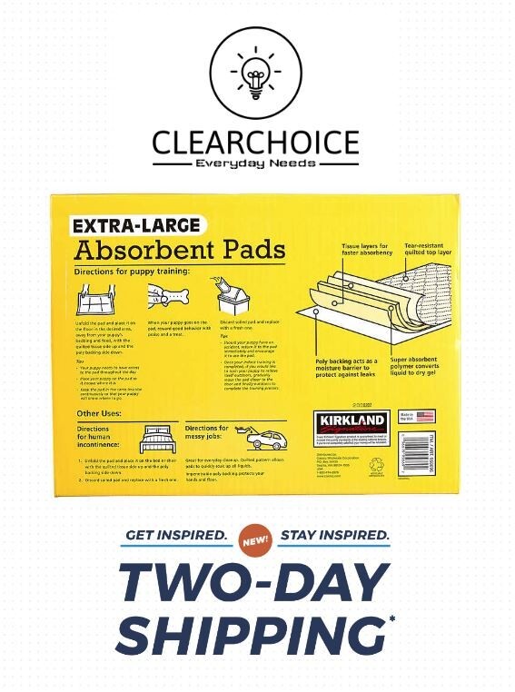 Kirkland Signaturee Extra-Large Absorbent Pads - 30 in L X 23 in W - 100-count