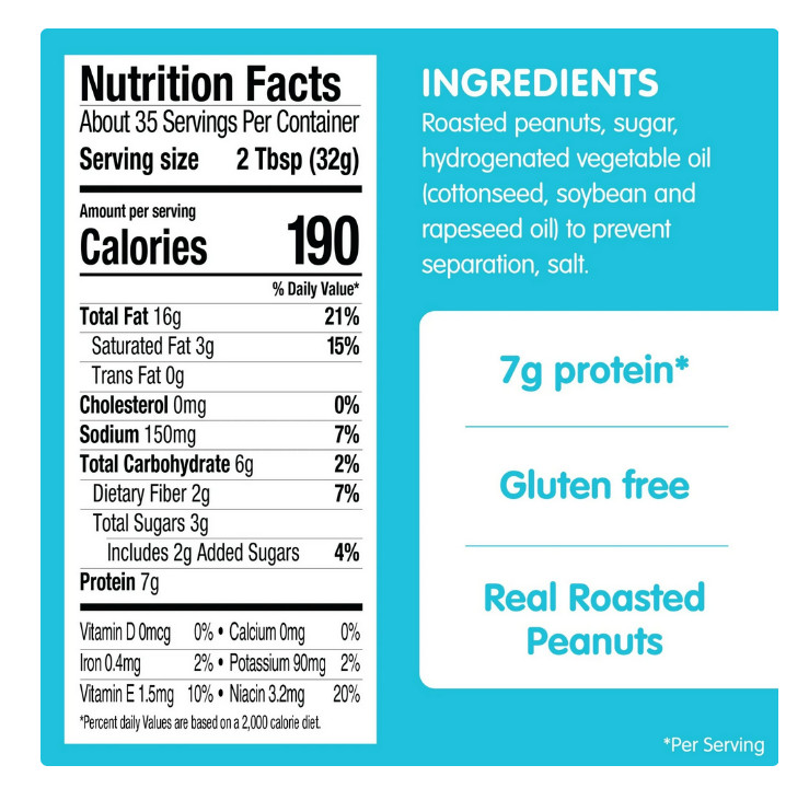 SKIPPY Peanut Butter, Creamy, 7 g protein per serving, Shelf-Stable, 40 oz Plast