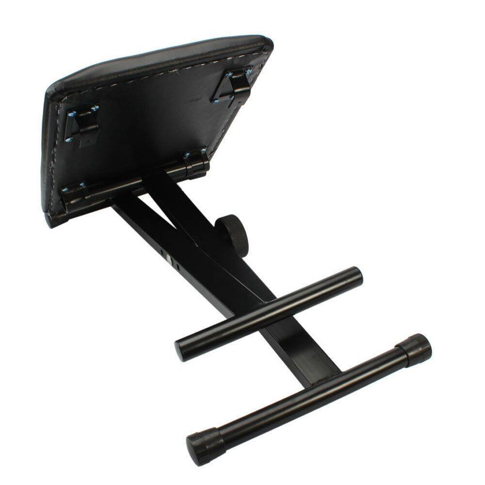 Black Adjustable Piano Keyboard Bench Leather Padded Seat Folding Stool Chair