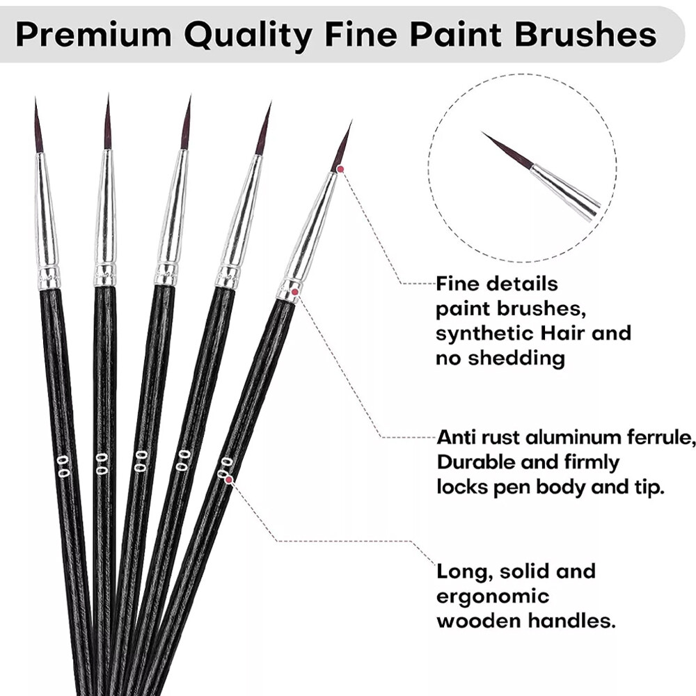 100/200Very Small Paint Brushes Fine Tip for Nail Art Model Craft Painting Hobby