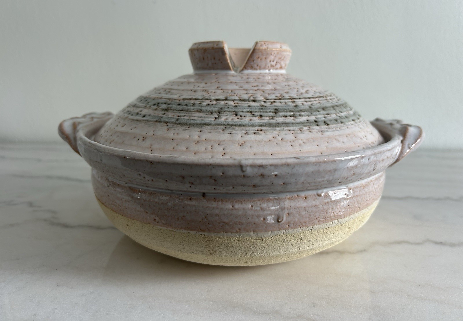 Large Vintage Japanese Banko Shino Ware Donabe Clay Earthenware Pot