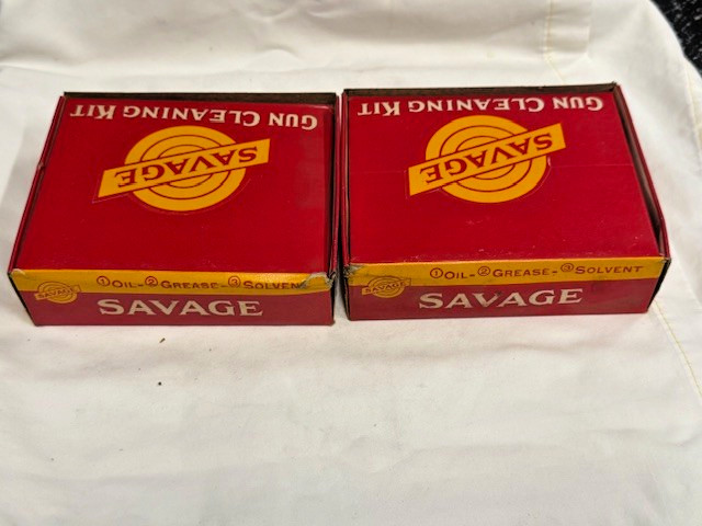Savage Arms Gun Cleaning Kit Oil Tin RustVeto Gun Grease Solvent 3pk Vintage LOT