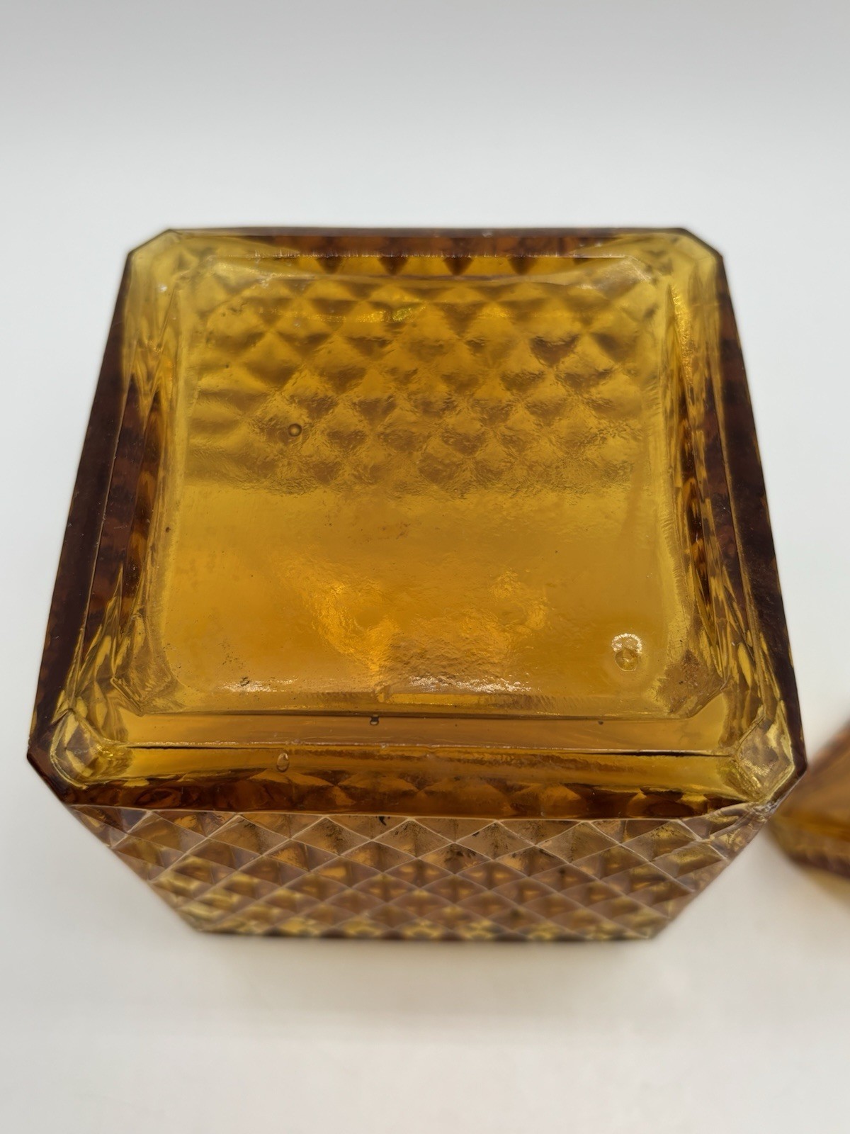 Vintage 1970’s Amber Glass Decanter/ Barware Home Decor 5”