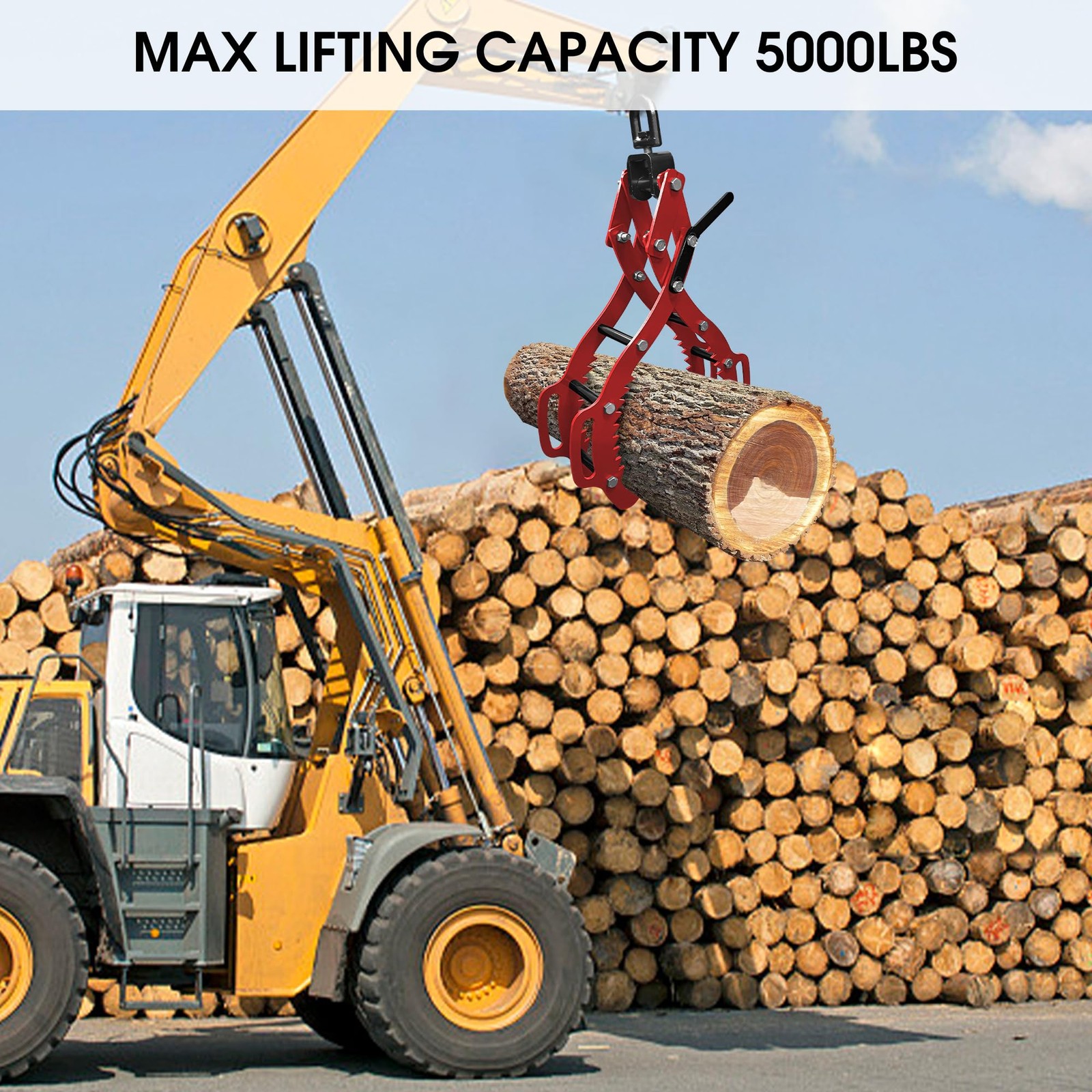 36 inch Log Lifting Tongs Log Grapple 4 Claw Timber Heavy Duty Solid Steel