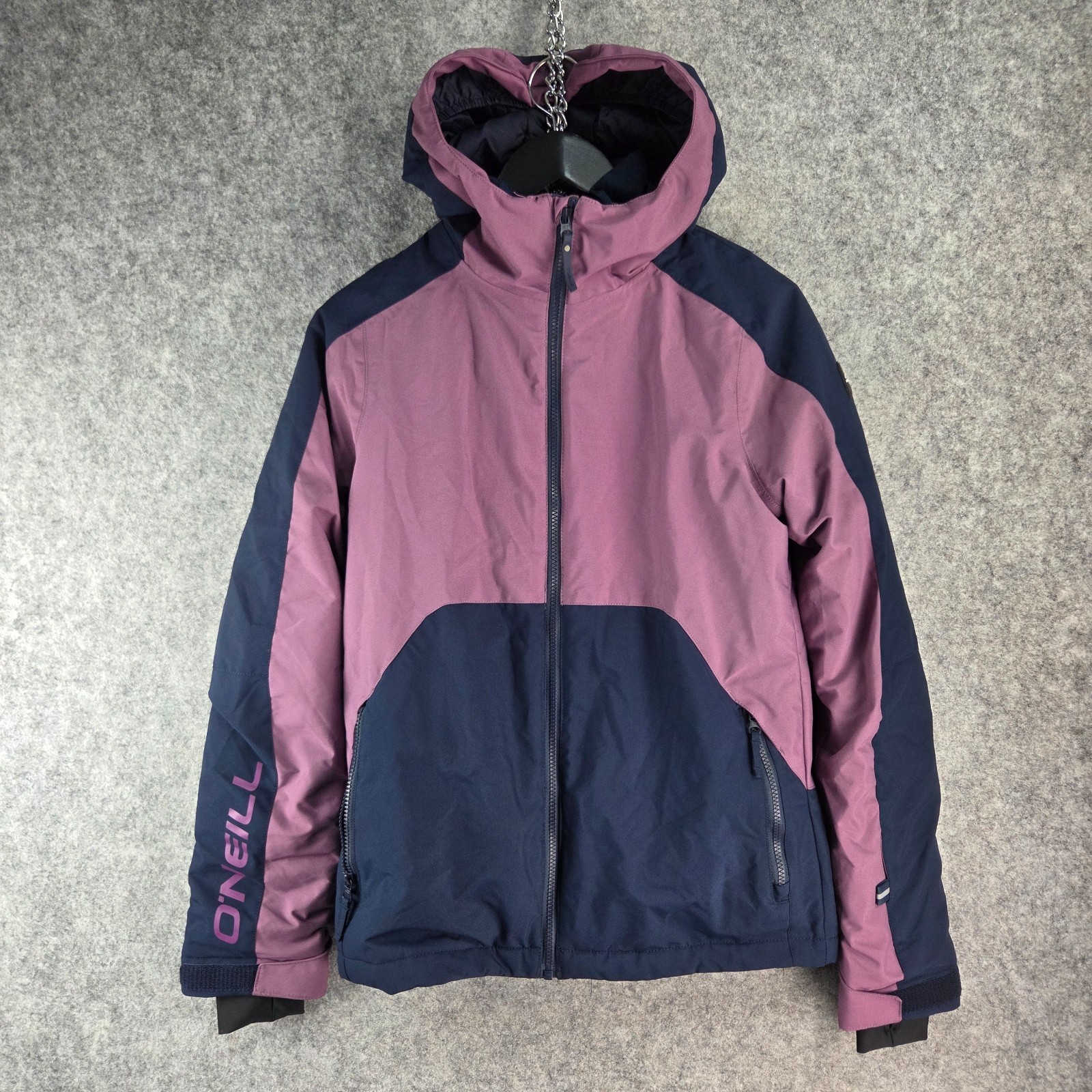 O'Neill Jacket Girls 16 Pink Blue Ski Snow Jacket Winter Hoodie 14928