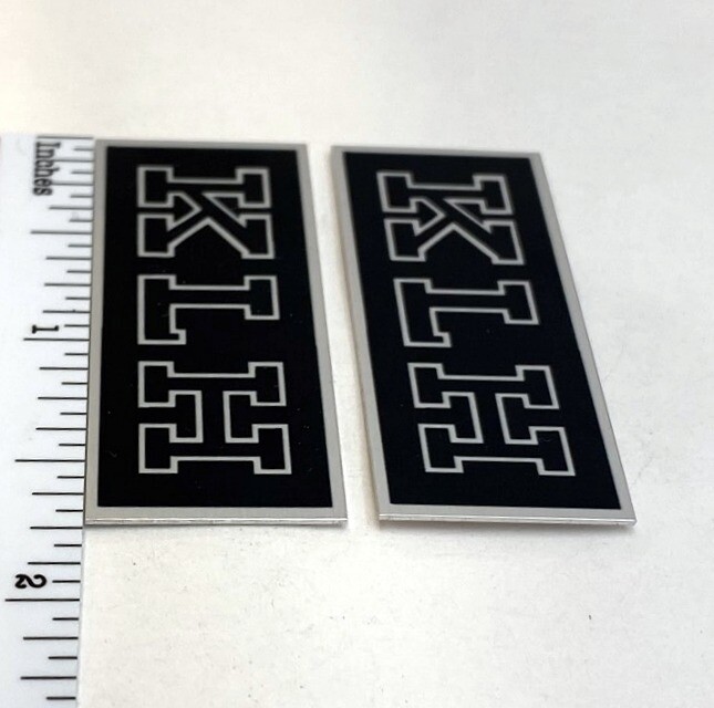 KLH Speaker SMALL SIZE Grill Badge Pair Custom Made Aluminum