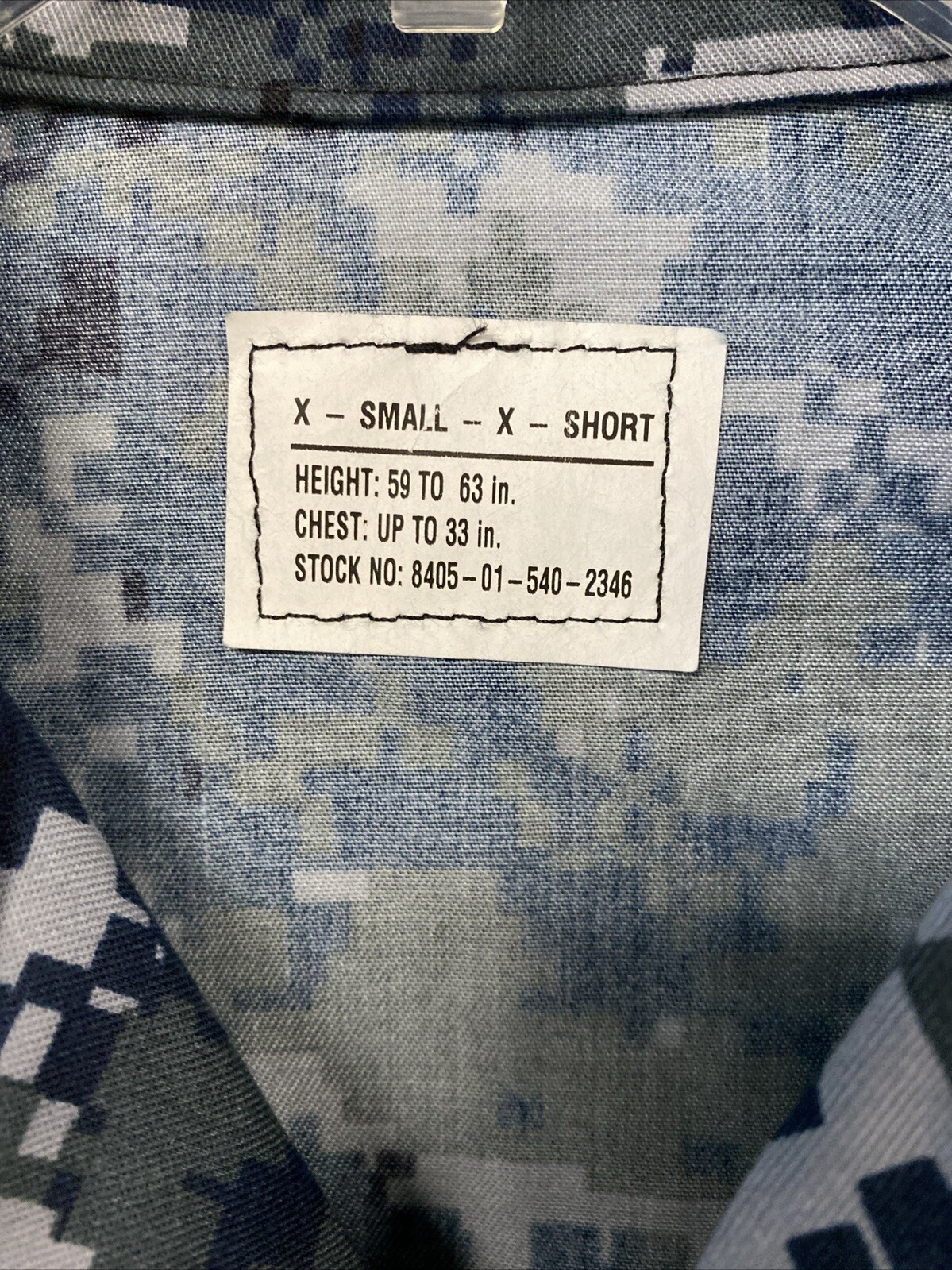 US Navy Blue Digital Pattern Shirt Blouse Working Lightweight Sz X-Small X-Short