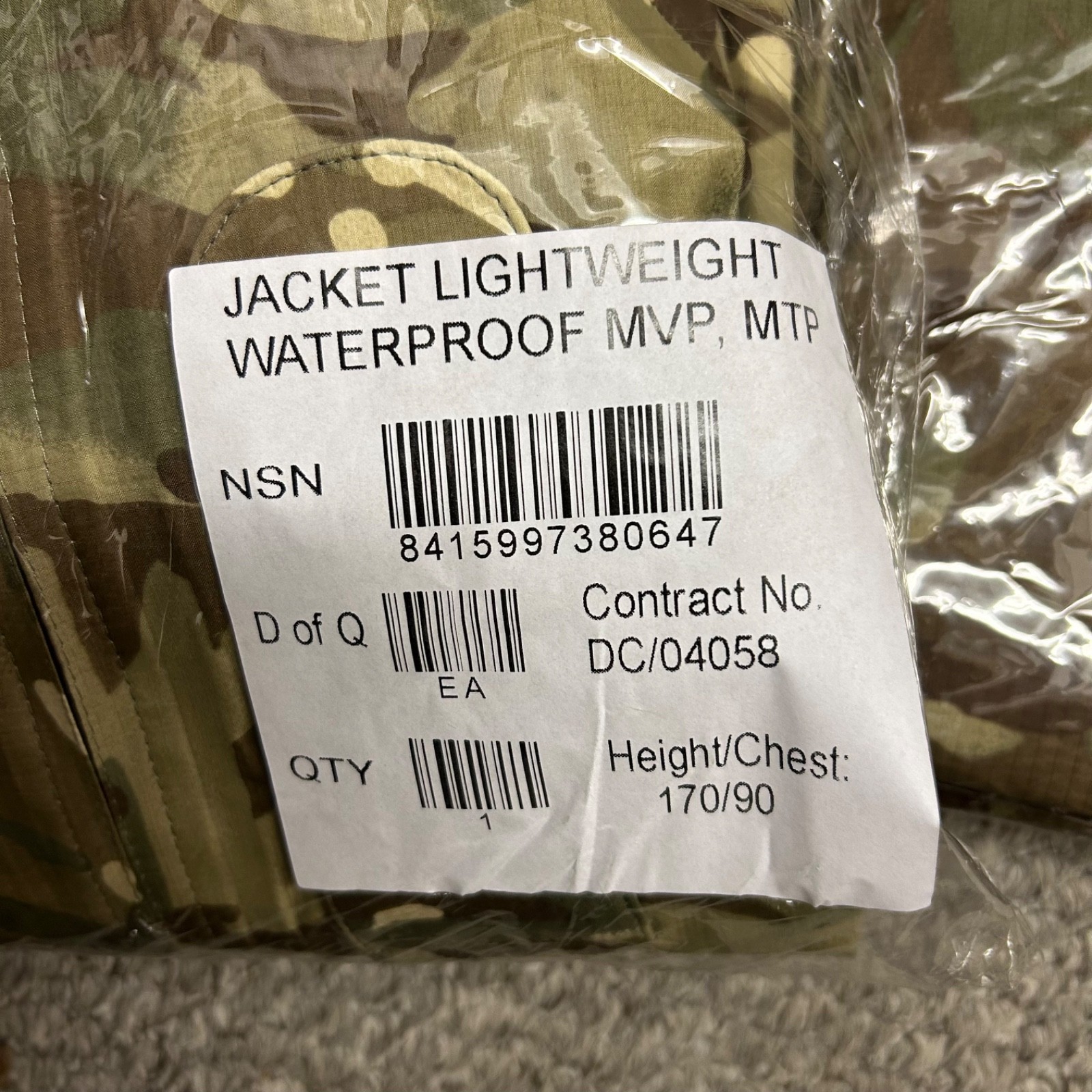 MTP WATERPROOF JACKET - M/L/XL , Lightweight MVP Camo Combat , British Army NEW