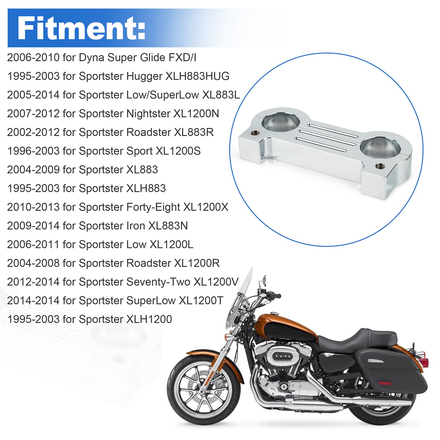 Gauge Riser Relocation Kit For Harley Sportster Dyna 1 1/4" Clamp