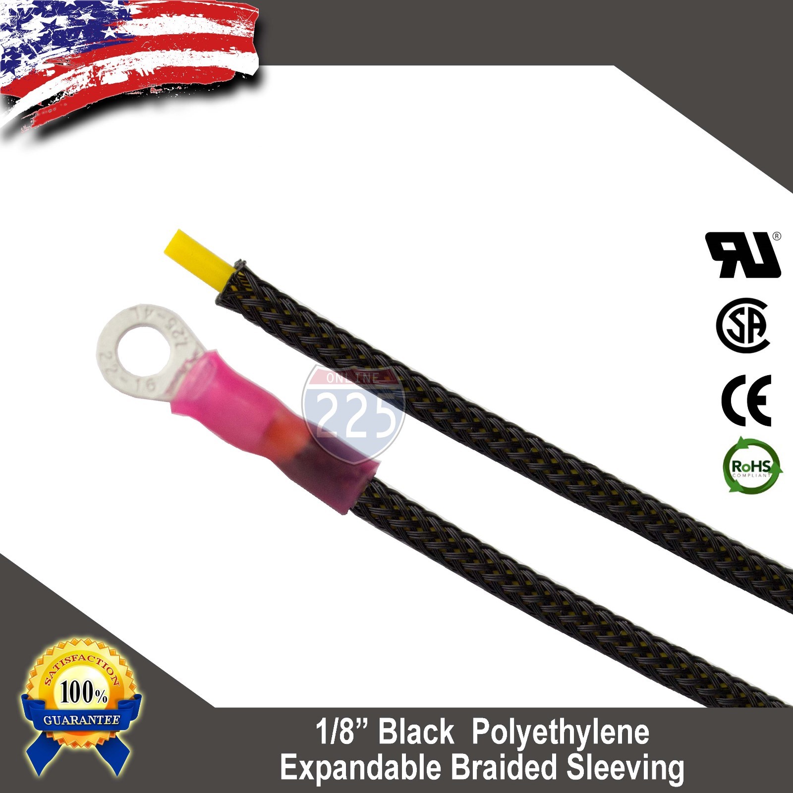 100 FT 1/8" Black Expandable Wire Cable Sleeving Sheathing Braided Loom Tubing