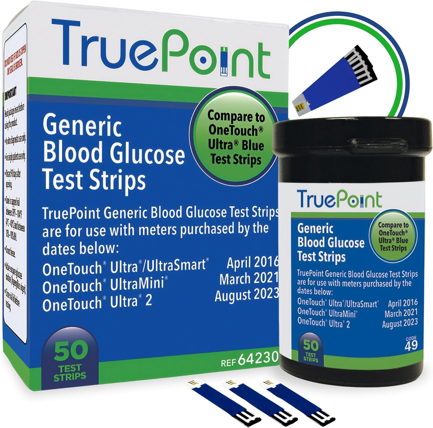 TRUE POINT - UNISTRIP 1 Blood Glucose Strips 200 Qty. Generic for ONE-TOUCH