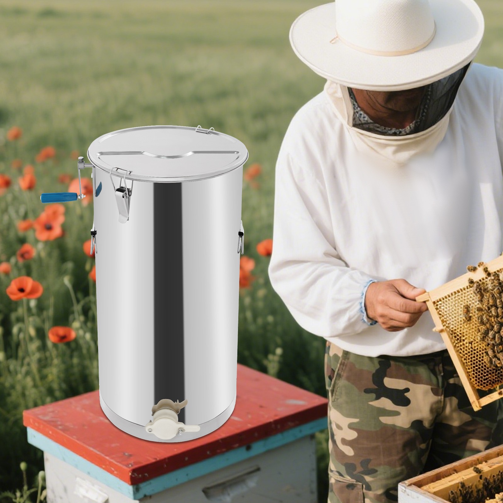 Manual Honey Spinner, Manual Beekeeping Extraction Tool, Honeycomb Spinner