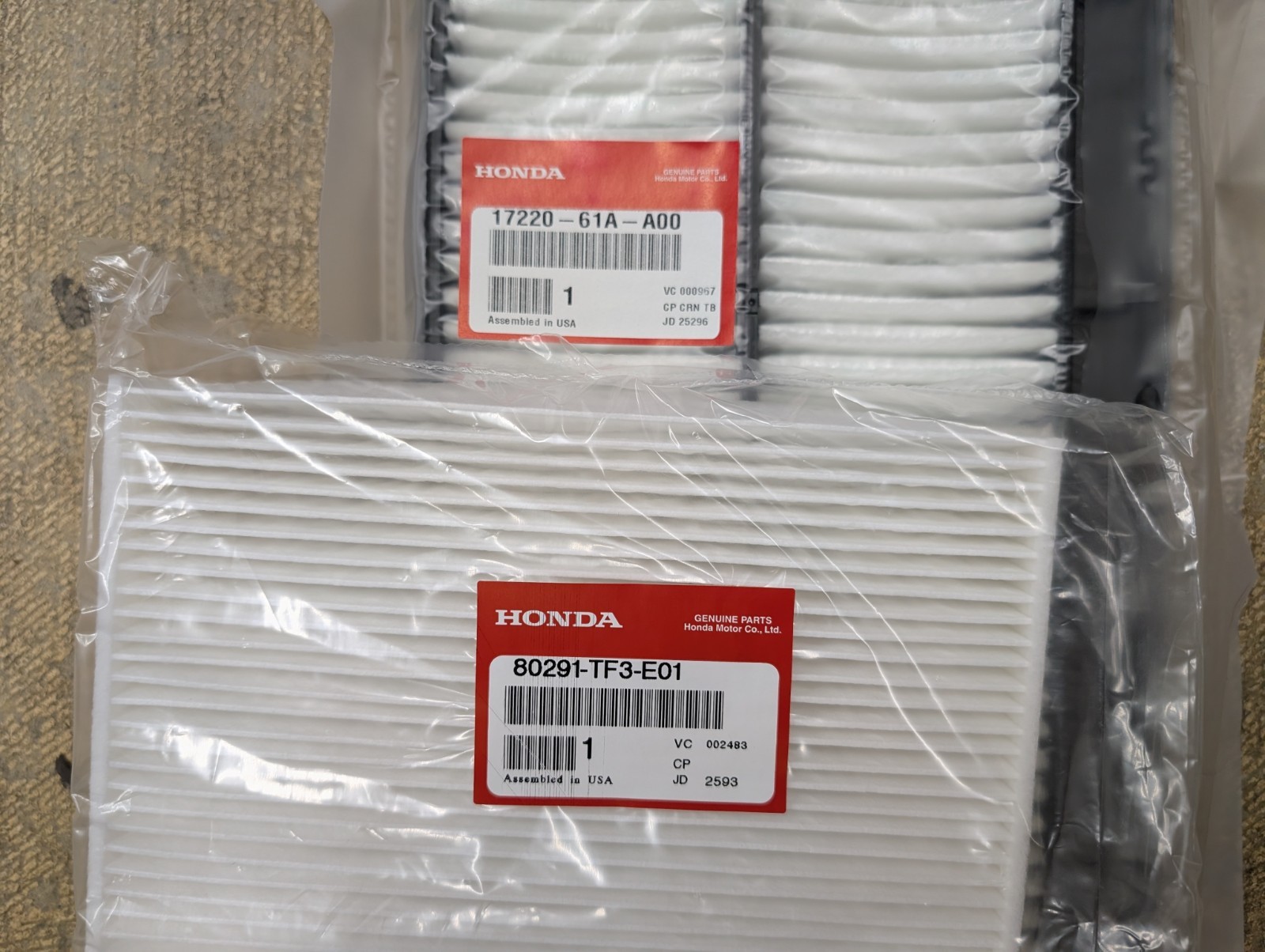 Genuine OEM Honda Pilot and Passport Engine Air & Cabin Air Filter Pack