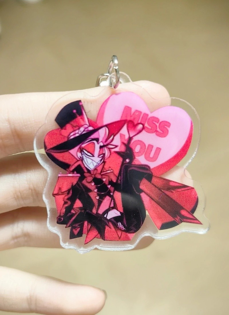 2/pcs Hazbin Hotel Alastor Lucifer Acrylic Pendant Key Chain Key Ring Anime Gift