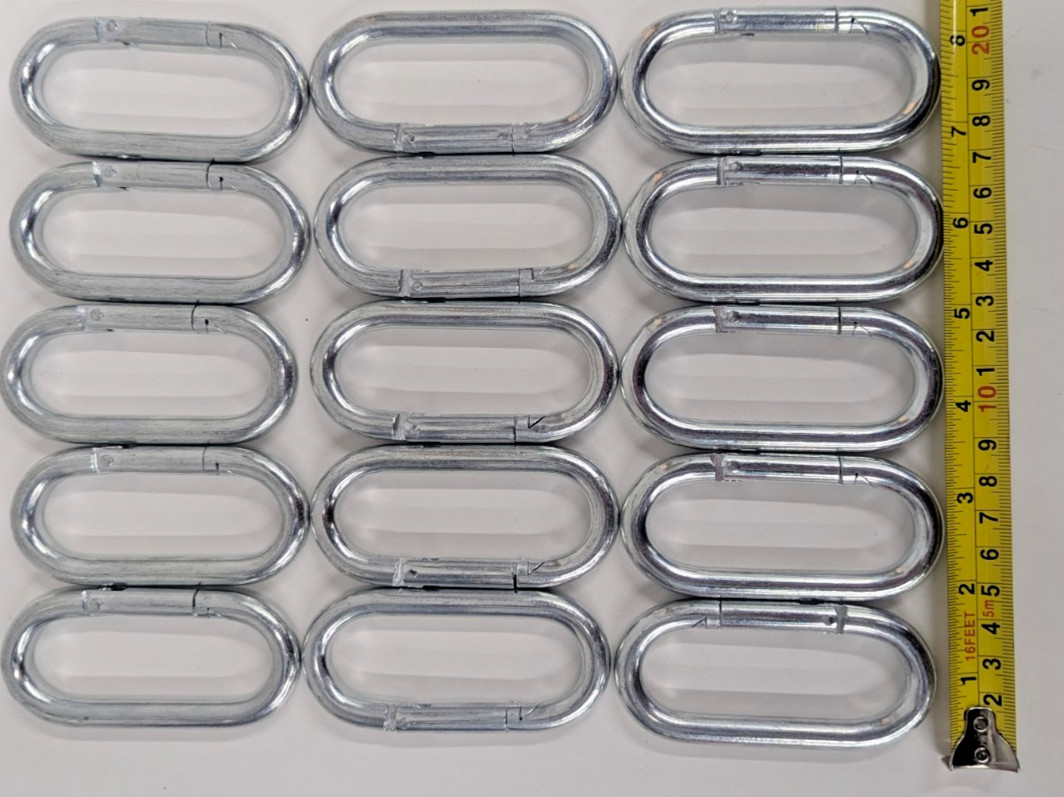 Lot of 15 Oval Spring Snap Link 1/3" Steel-Zinc Plate Hook Carabiner 3.5" x 1.6"