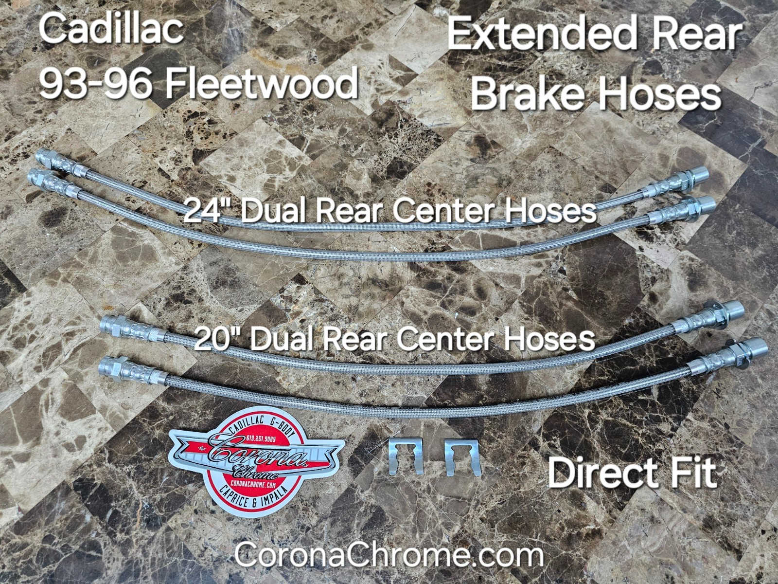 Extended REAR Brake Hoses - 93-96 Cadillac Fleetwood Brougham (RWD)