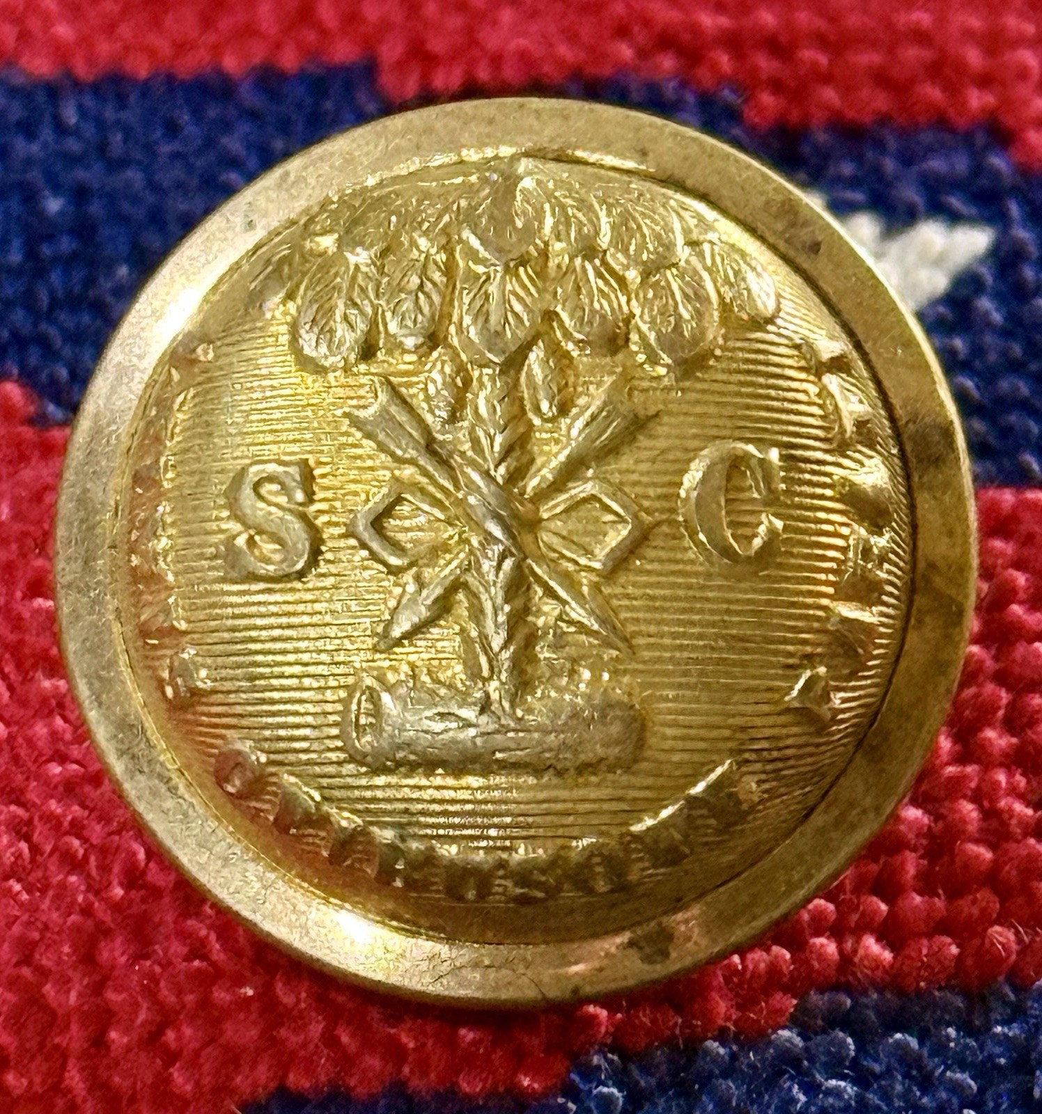 SC Palmetto Civil War Coat Button Jacob Reeds Sons Excellent Gilt Bubble Style