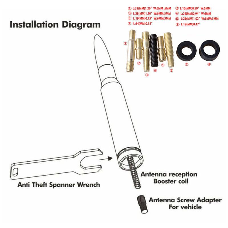 5" 50 CAL BULLET ANTENNA BLACK FIT FOR HARLEY DAVIDSON STREET GLIDE