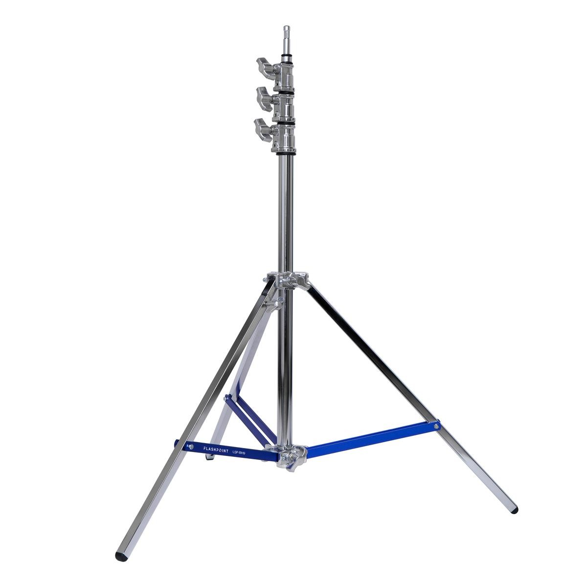 Flashpoint 9.9ft Steel Light Stand Pro with Leveling Leg, Silver, Max Load 22lb