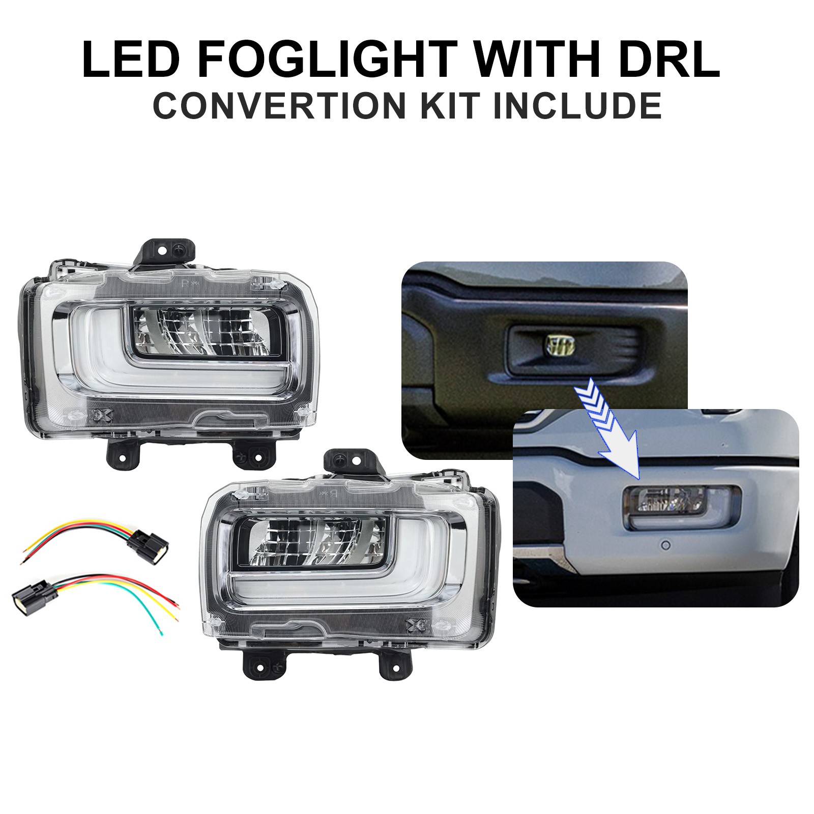 Front Bumper Assembly For 2024-2025 Ford F-150 Upgrade Foglights w/o Sensor Hole