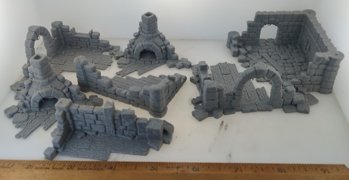 Ruined town buildings 28mm terrain FAST SHIP|Alternate Wargaming Miniature