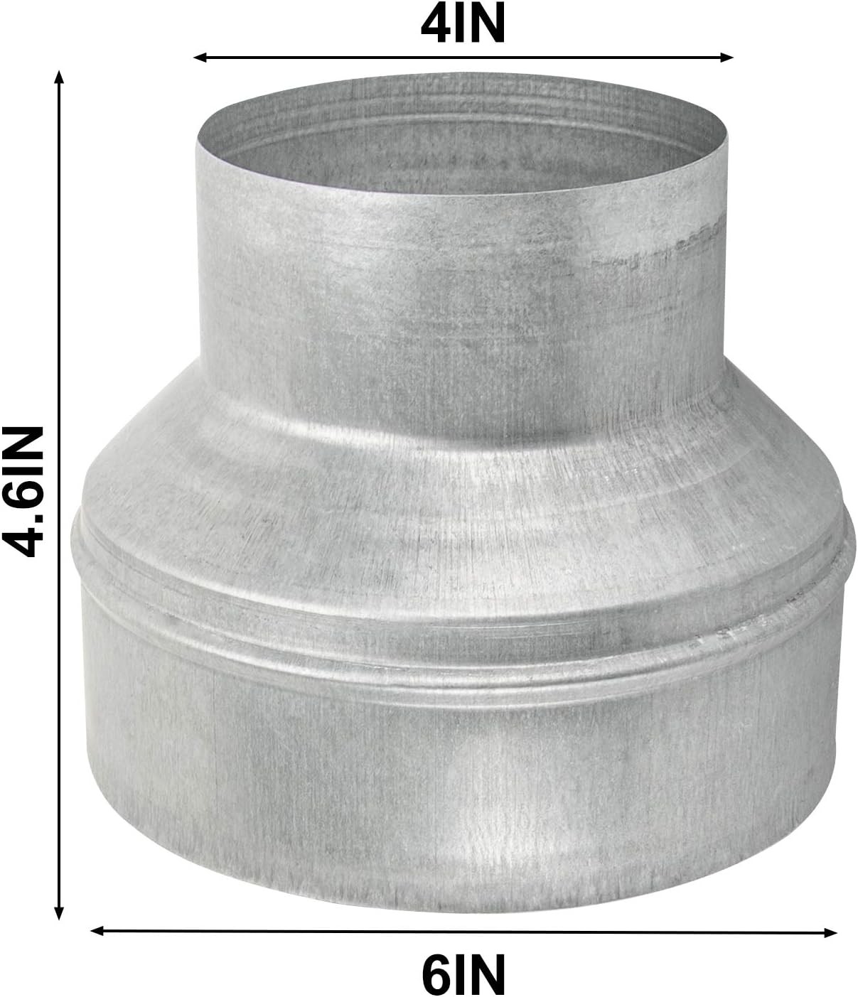 Duct Reducer Connector Adapter Air Ducting Pipe Vent Hose 6''to 4'' Silver