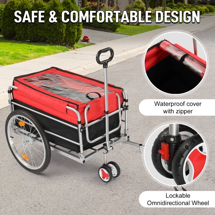 Bicycle Cargo Trailer with 20” Tires,Pull Handle, Waterproof for Easy Transport