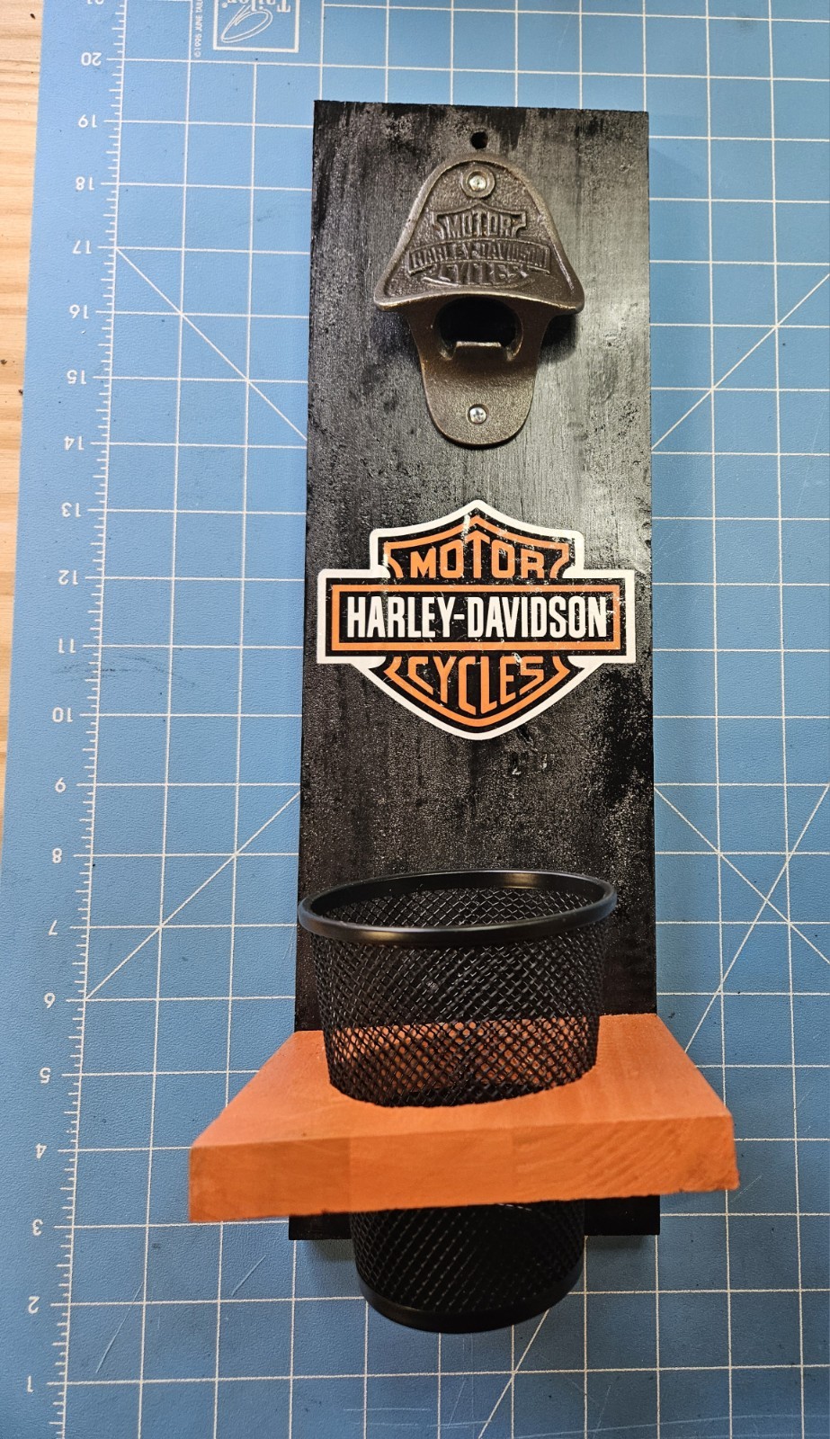 Harley Davidson Wooden Sign Bottle Opener Man Cave Garage Decor NEW