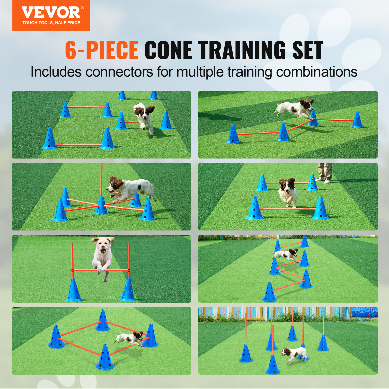 VEVOR Dog Agility Kit Jump Hurdle Cone Pets Obstacle Training Course 6 PCS Set