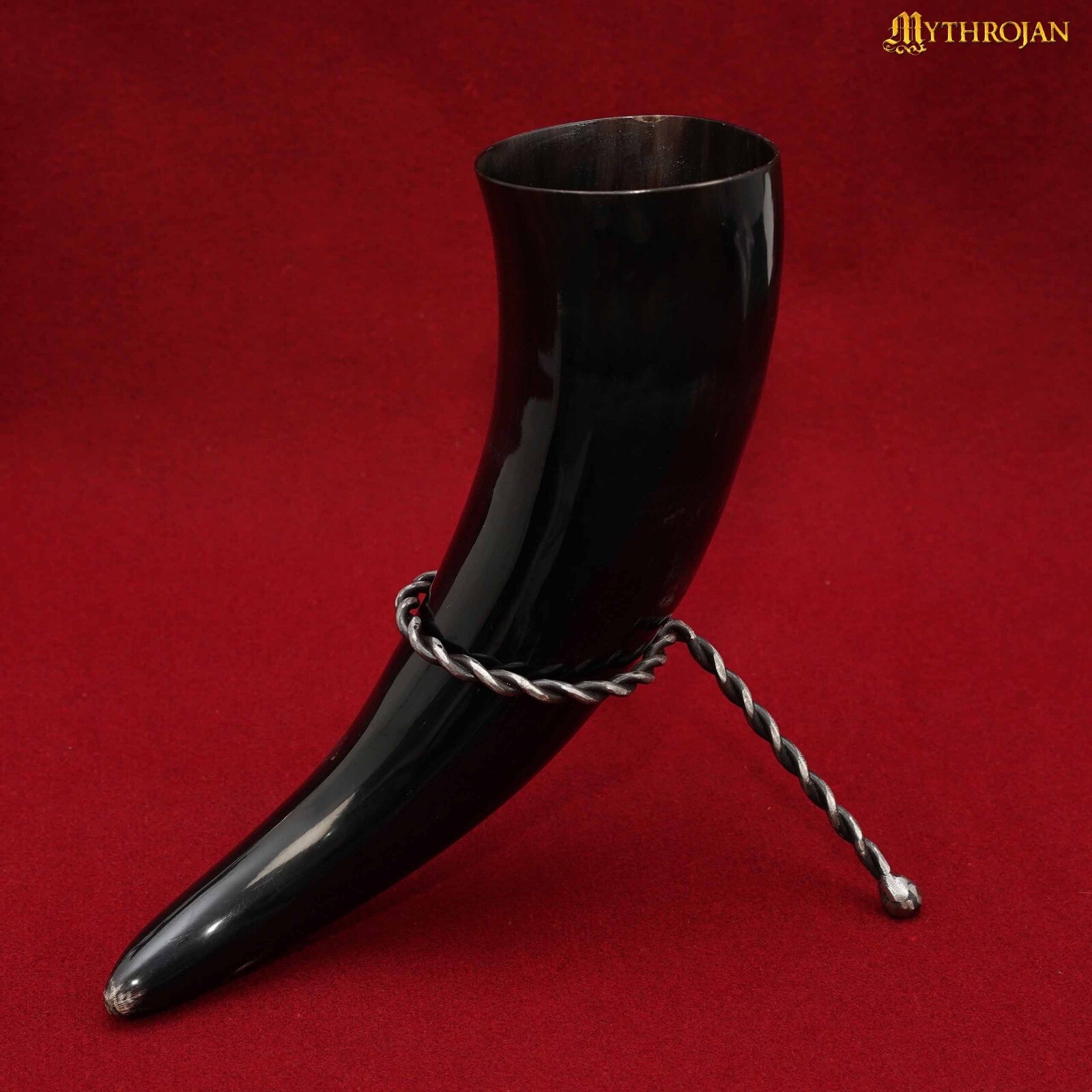 Hand Forged Drinking Ale Horn Rack Twisted Mead Stand Medieval Viking Accessory