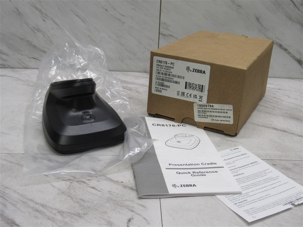 New ZEBRA Symbol Barcode Scanner CR8178 PC Presentation Cradle for DS8178 BLACK