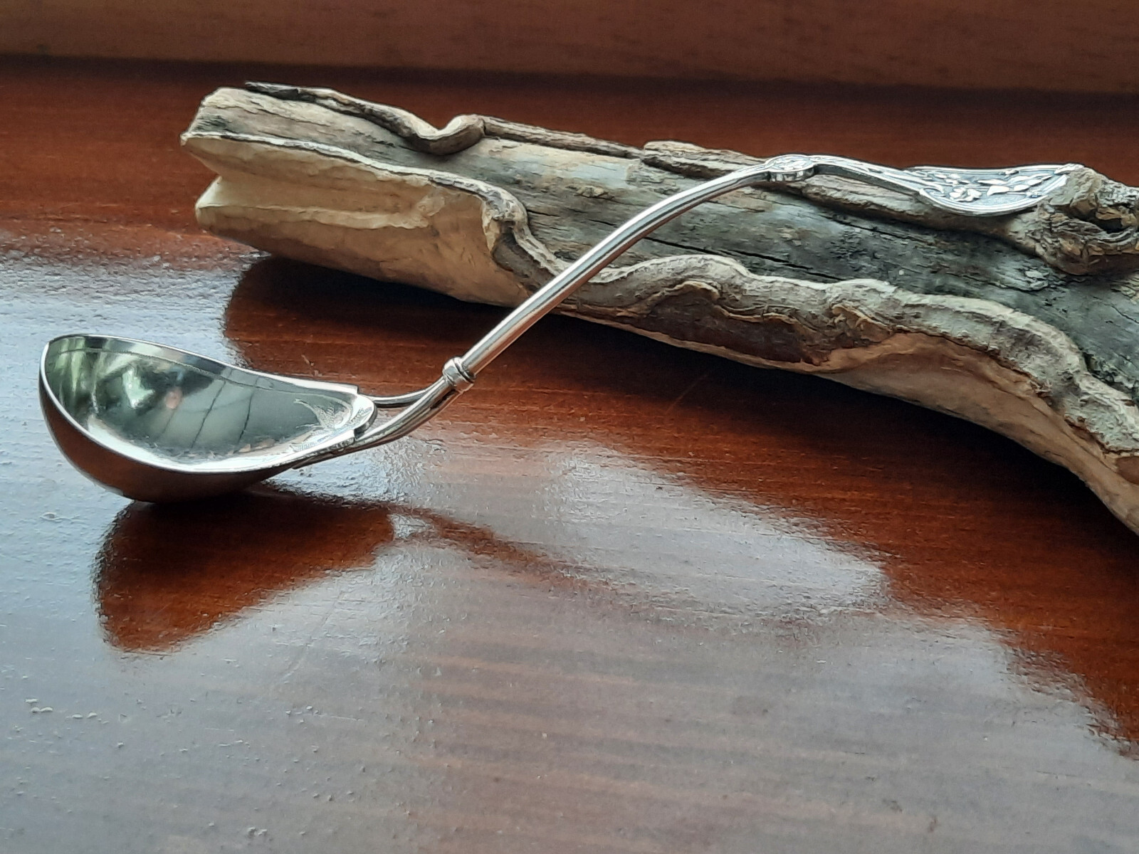 Coin Silver Knowles & Ladd Three Pronged Leaf & Berry Patrn Engraved Sauce Ladle