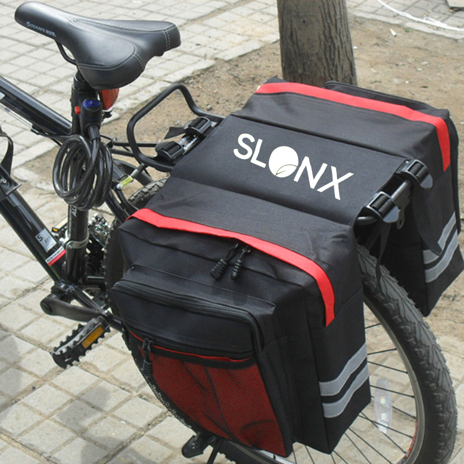 SlonX Bike Bags- Double Sided Panniers for Bicycles Rear Rack - Water Resistant