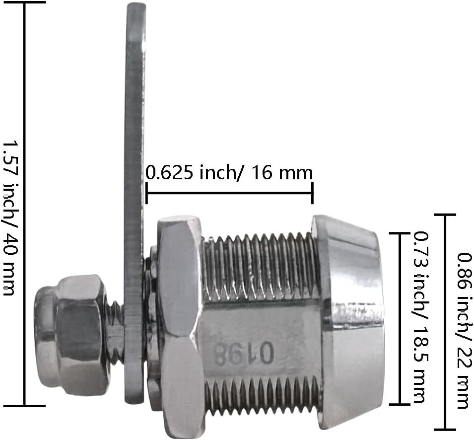1 or 2 Pack Toolbox Lock 5/8" Tubular Cam Replacement Lock Hook Cam Keyed Alike