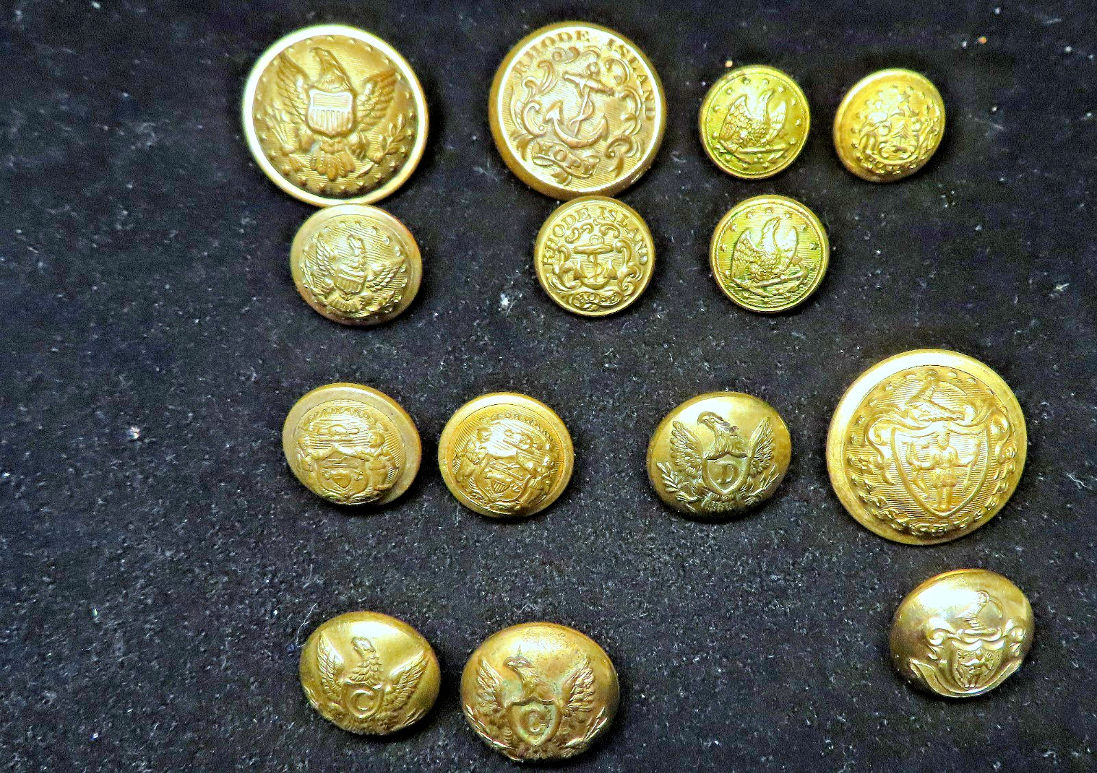14 Civil War Uniform Buttons Coat & Cuff Sizes