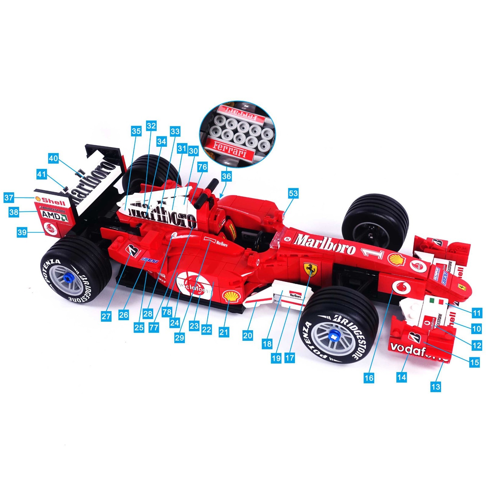 Custom sticker for set 11375 F2004, Precut sticker only.