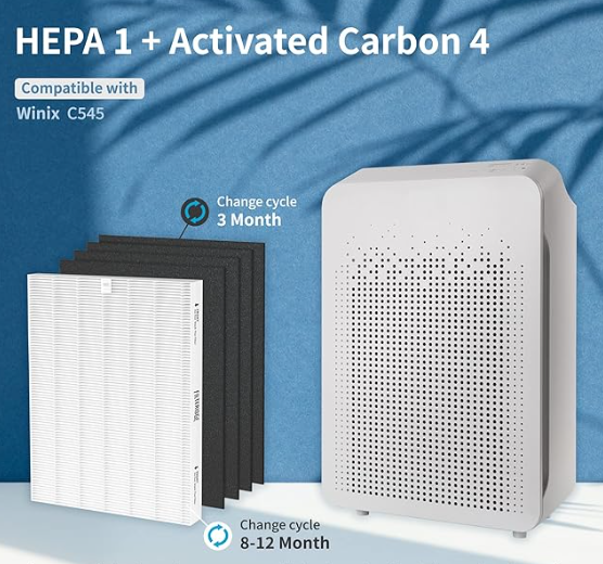 FA2 HEPA Filter for Winix C545 New. 1 HEPA 4 Activated Carbon filters