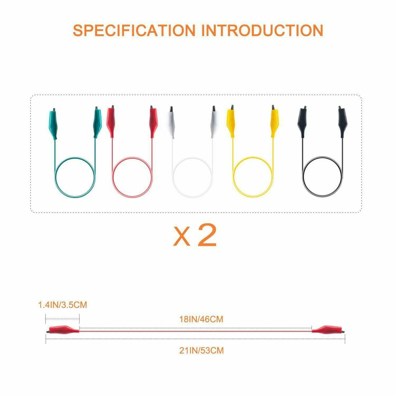 20PCS Alligator Clips Test Leads Set, 5-Color 21.5" Jumper Wires for Circuit