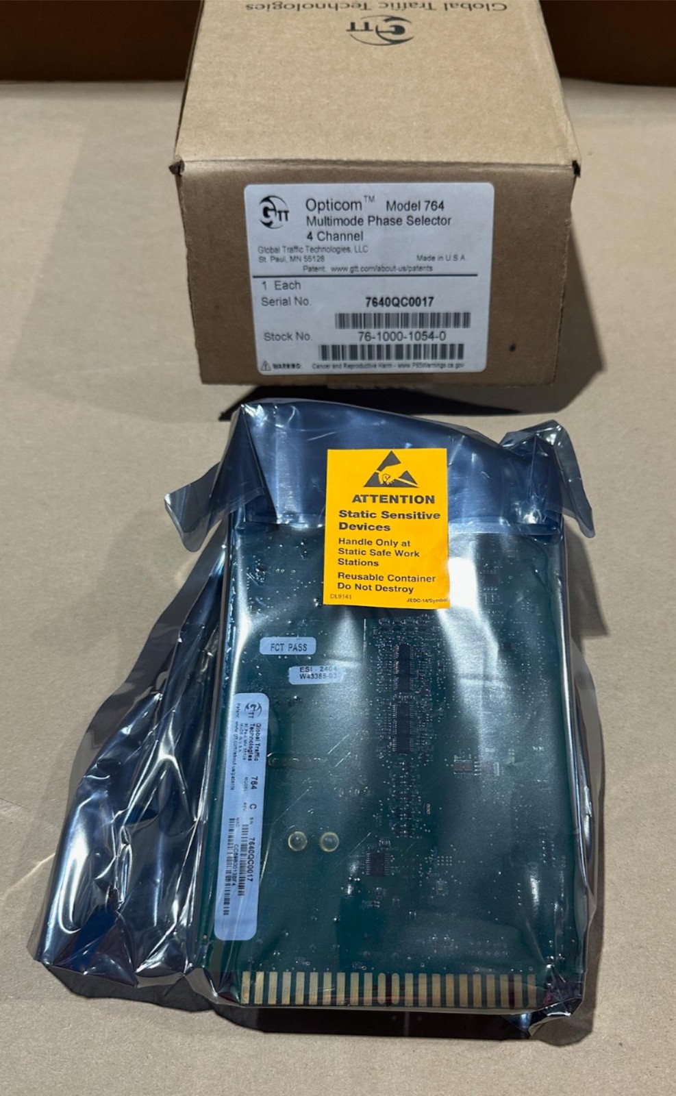 GTT Opticom IR 764 Multimode Phase Selector 4 Channel Board 76-1000-1054-0