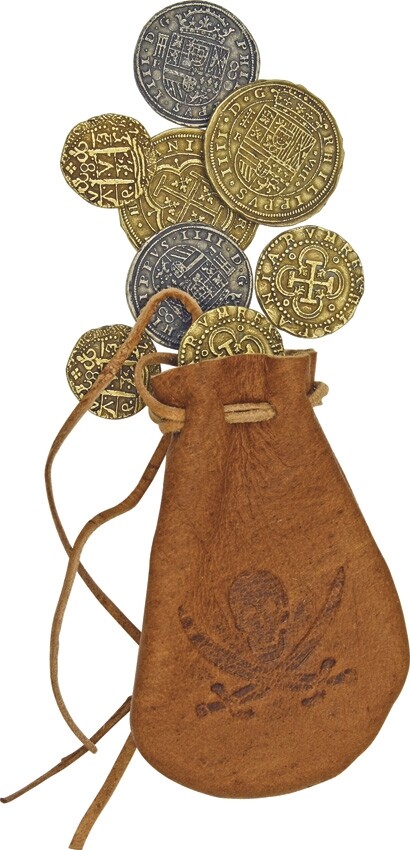 Denix Spanish Dollar Piece Of Eight Historical Currency Leather Pouch With Tie