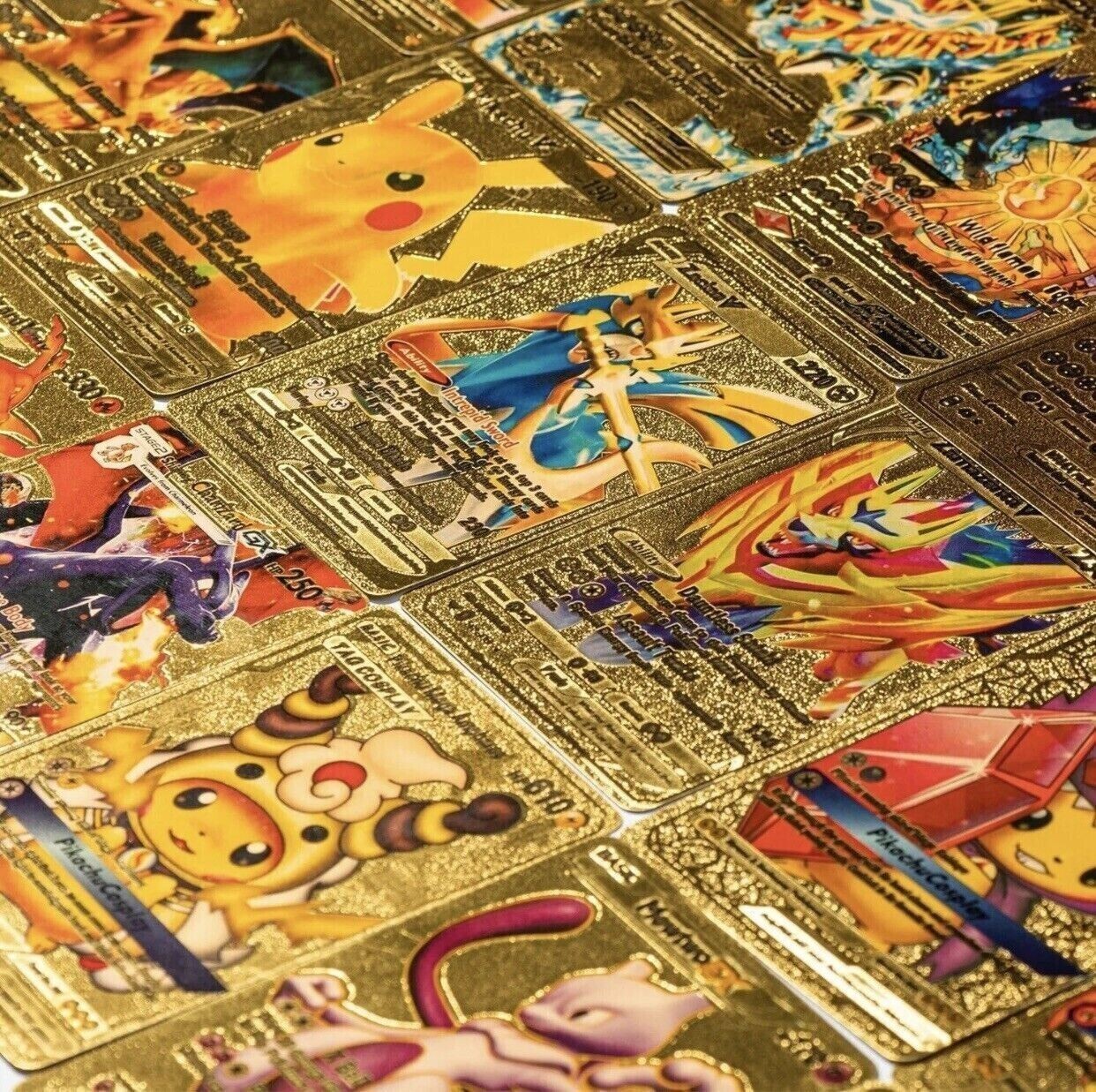 55Pcs Pokemon Card Foil GOLD PACK CARDS TCG GX Vmax GX Card Charizard christmas