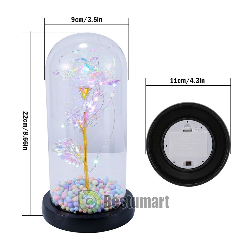 Forever Galaxy Rose Flower In Glass Dome LED Light Eternal Gift Valentine's Day