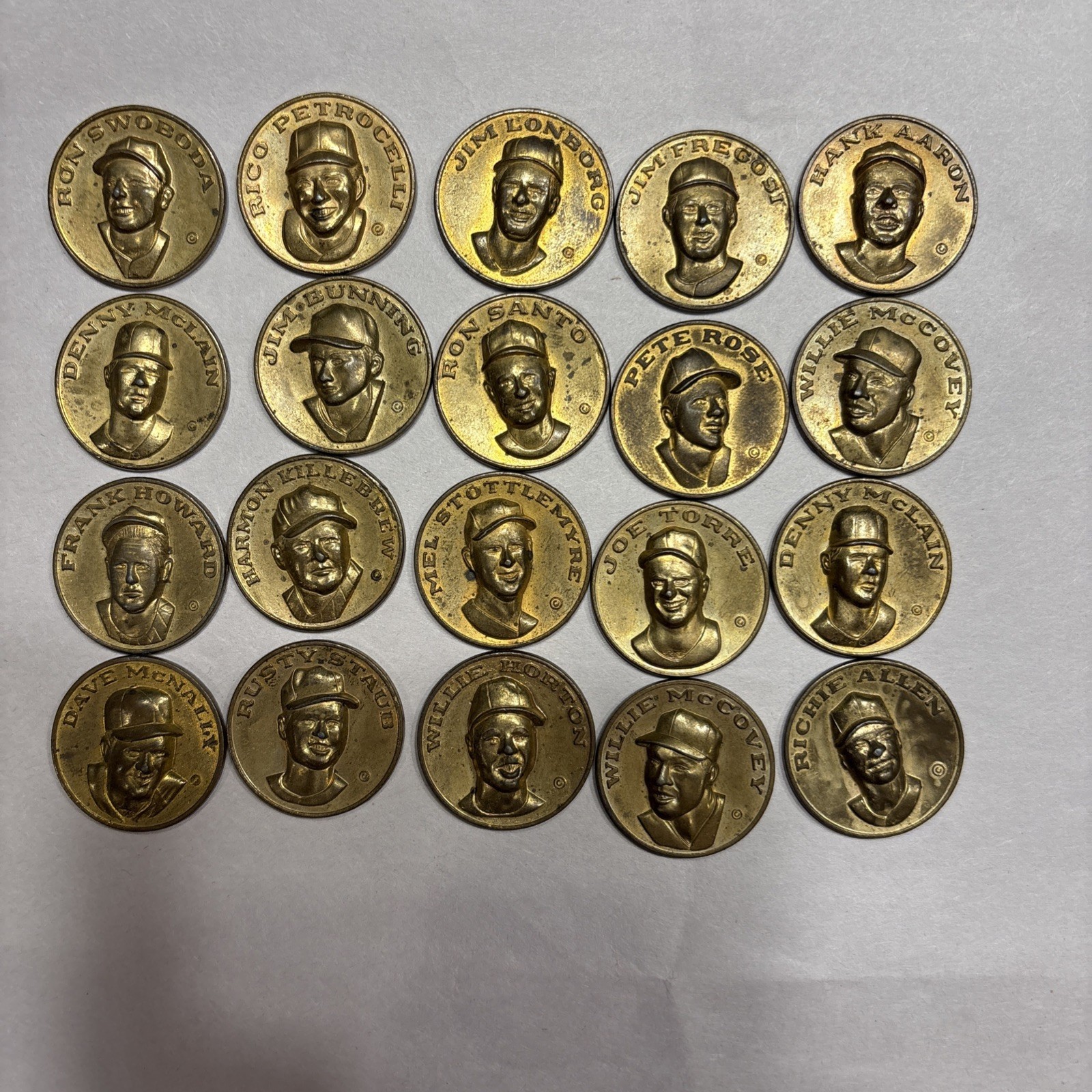 1969 Citgo Gasoline Baseball Coin Complete Set of 20 ( Aaron-Rose-Killebrew- etc