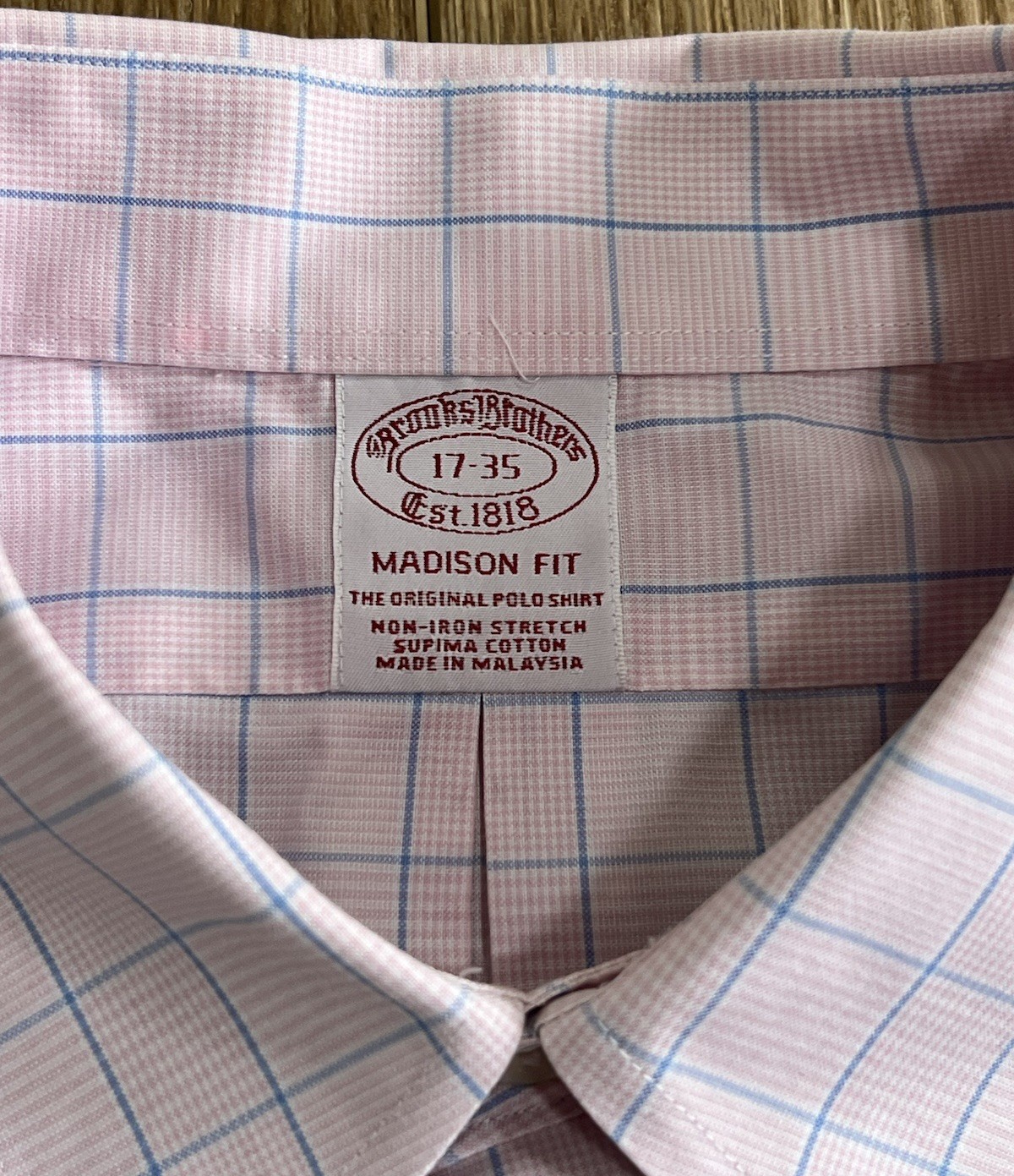Men’s Brooks Brothers Madison Fit Dress Shirt Pink Windowpane